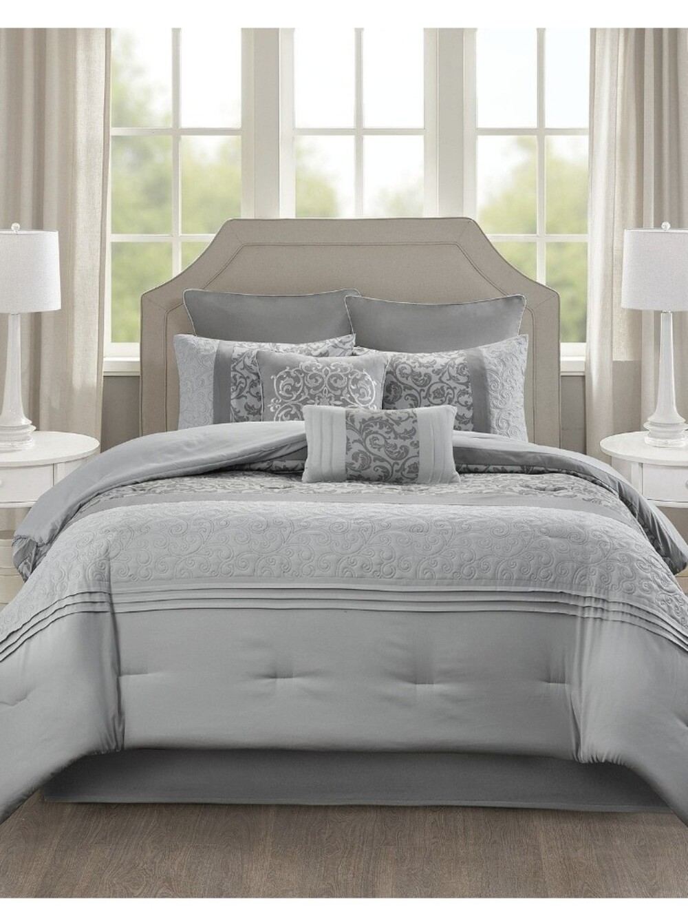 510 Design Lynda Embroidered 8-piece Comforter Set with Throw Pillows Cal King